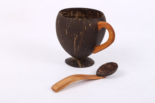 Eco Friendly Handcrafted Coconut Shell Tea Mug With Spoon