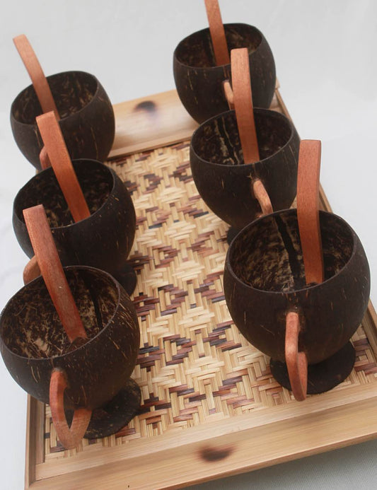 Eco  Friendly Tea Serving Tray with Cup and Spoon set
