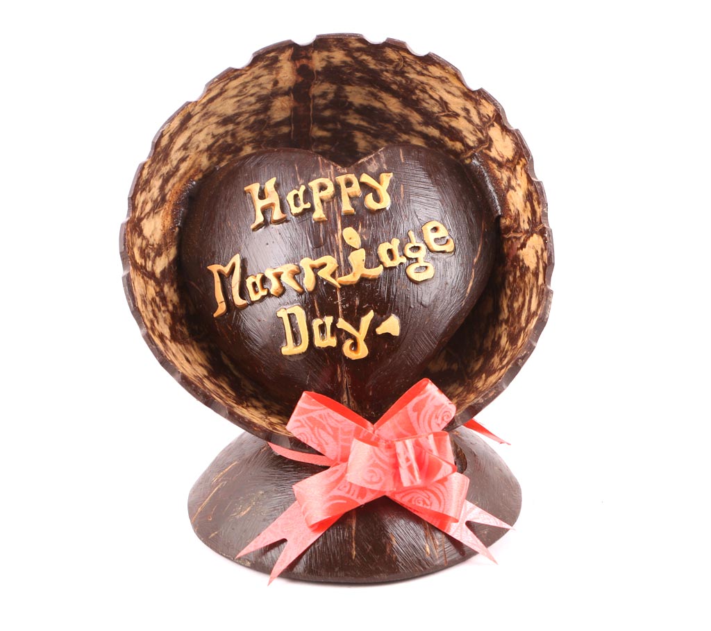 Happy Marriage Day  Greetings With Wooden Body Candle