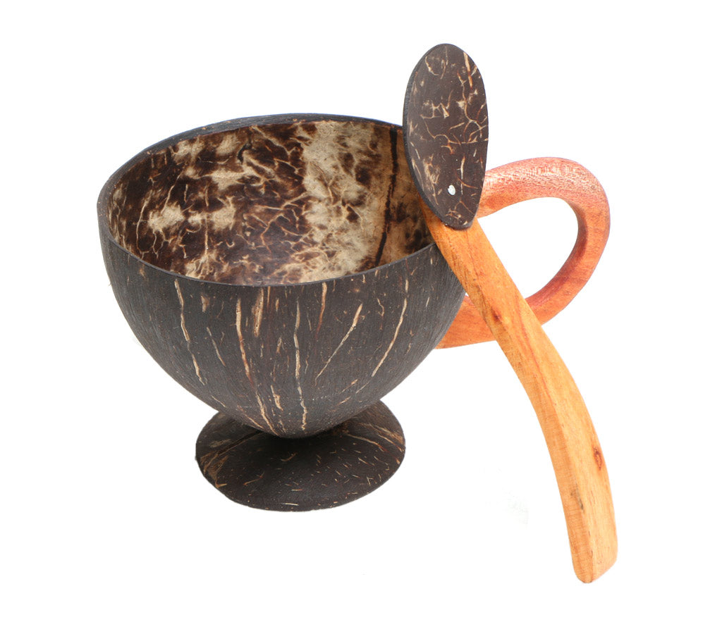 Eco Friendly Handcrafted Coconut Shell Tea Cup With Spoon