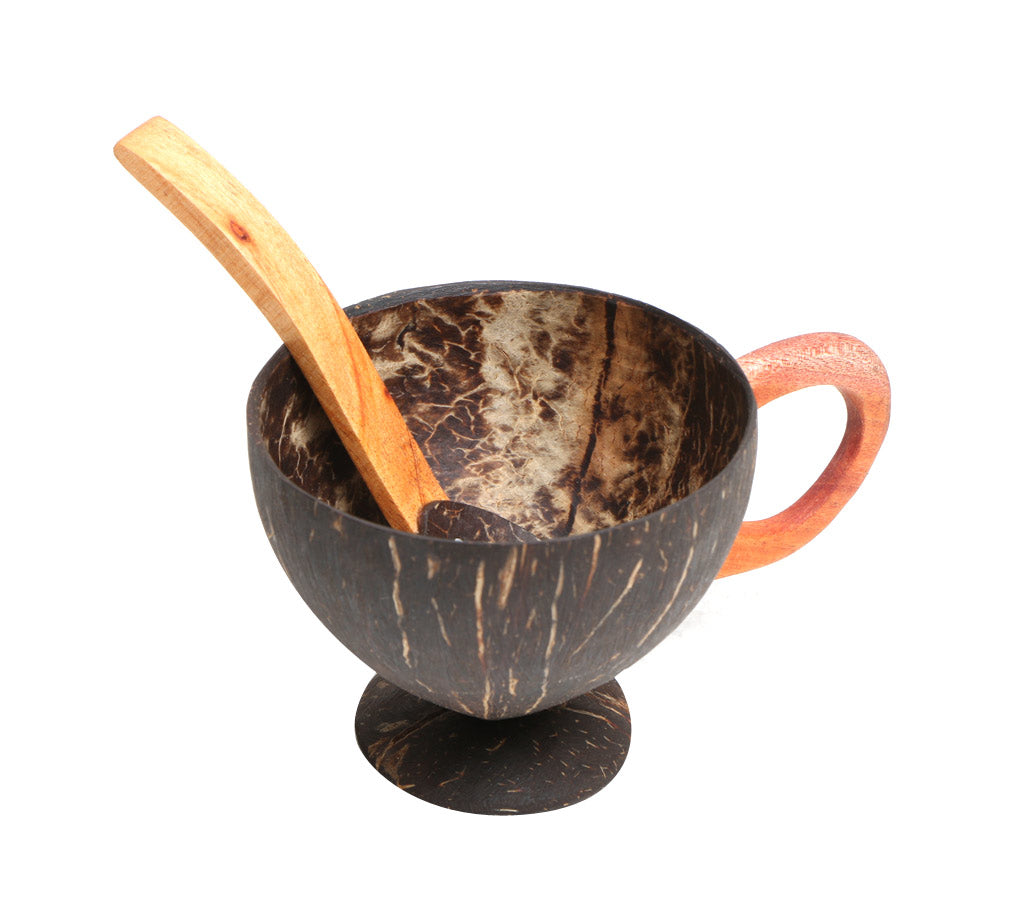 Eco Friendly Handcrafted Coconut Shell Tea Cup With Spoon