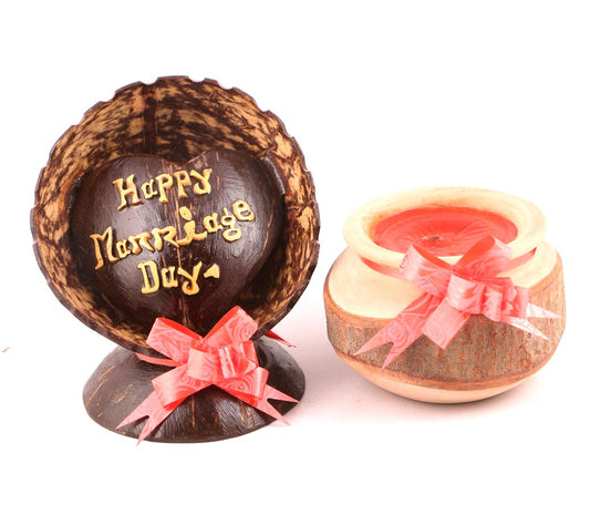 Happy Marriage Day Greetings With Wooden Body Candle