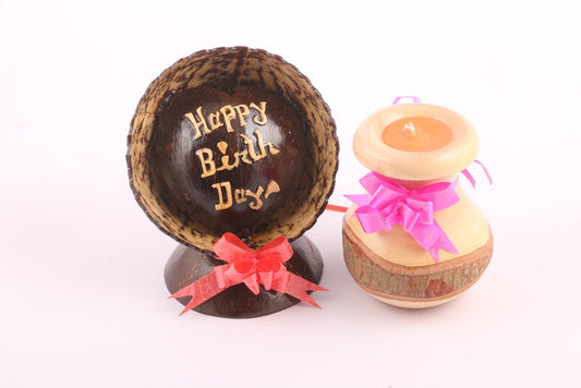 Happy Birthday Greetings With Wooden Body Candle